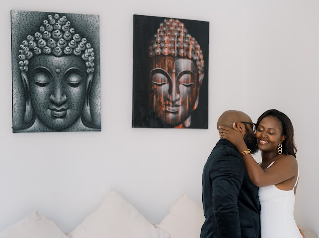 Herman and Racheal embracing